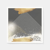 Cute Gray & Gold Framed Graduation Party Napkins Servet (Voorkant)