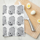 Cute Gray/Gray Cartoon Wombat Theedoek (Quarter Fold)