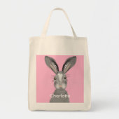 Cute Gray Hare Whimsy Illustratie Tote Bag (Voorkant)