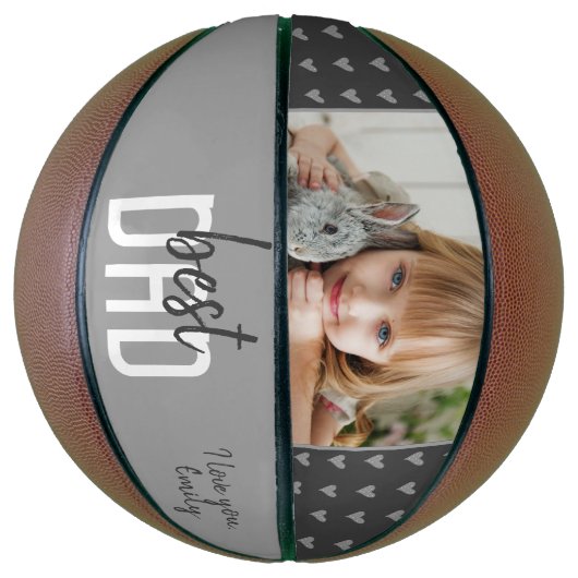 Cute Gray Heart Beste vader Foto Vader Dag Basketbal (Verticaal)
