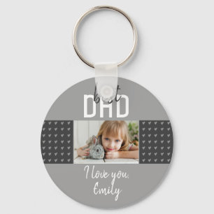 Cute Gray Heart Beste vader Foto Vader Dag Sleutelhanger