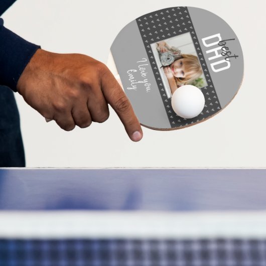 Cute Gray Heart Beste vader Foto Vader Dag Tafeltennisbatje (Insitu)