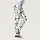 Cute Gray Heart Pattern White Leggings (Rechts)
