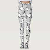 Cute Gray Heart Pattern White Leggings (Voorkant)