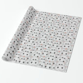 Cute Gray Hippopotamus Face Seamless Patroon Cadeaupapier (Uitgerold)