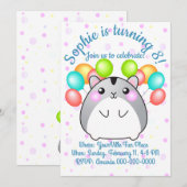 Cute Gray Kawaii Hamster Birthday Kaart (Voorkant / Achterkant)