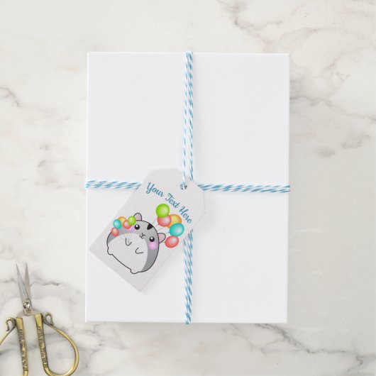 Cute Gray Kawaii Hamster Cadeaulabel (Met Touw)