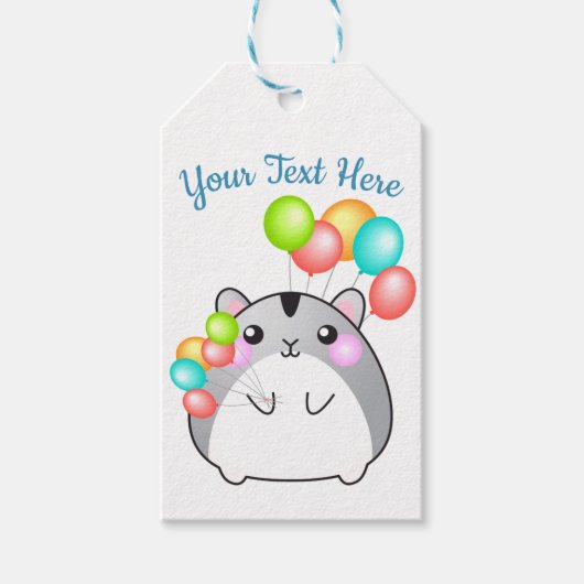 Cute Gray Kawaii Hamster Cadeaulabel (Voorkant)
