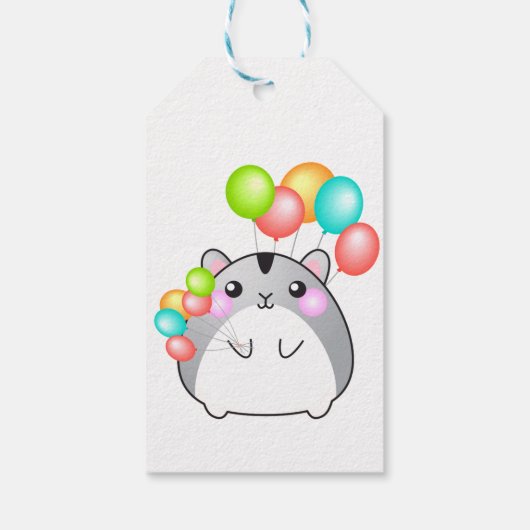 Cute Gray Kawaii Hamster Cadeaulabel (Achterkant)