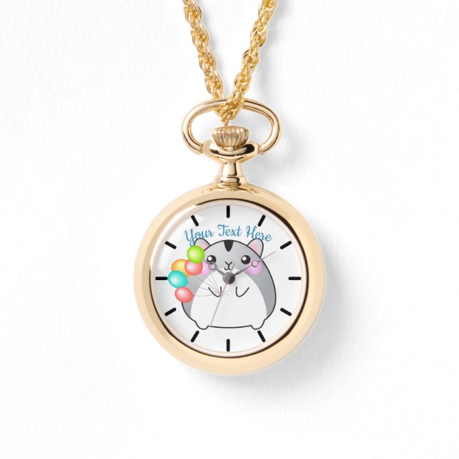 Cute Gray Kawaii Hamster Horloge (Voorkant)