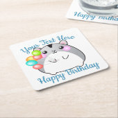 Cute Gray Kawaii Hamster Kartonnen Onderzetters (Schuin)