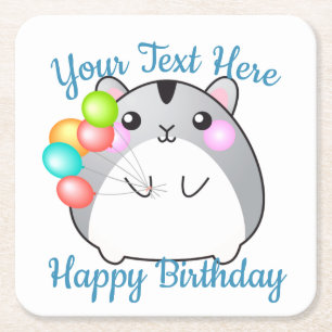 Cute Gray Kawaii Hamster Kartonnen Onderzetters