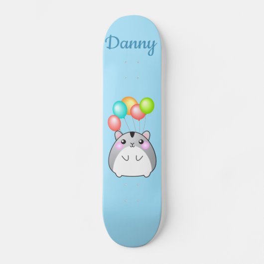Cute Gray Kawaii Hamster Persoonlijk Skateboard (Voorkant)