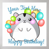 Cute Gray Kawaii Hamster Poster (Voorkant)