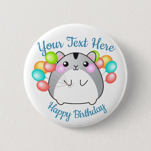 Cute Gray Kawaii Hamster Ronde Button 5,7 Cm (Voorkant)