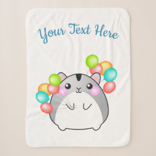 Cute Gray Kawaii Hamster Sherpa Deken