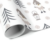Cute Gray Kerstgnomen Cadeaupapier (Rol Hoek)