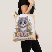 Cute Gray Kitten Gepersonaliseerd Tote Bag (Dichtbij)