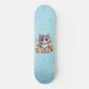 Cute Gray Kitten Kawaii Persoonlijk Skateboard