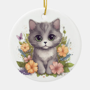 Cute Gray Kitten Keramisch Ornament