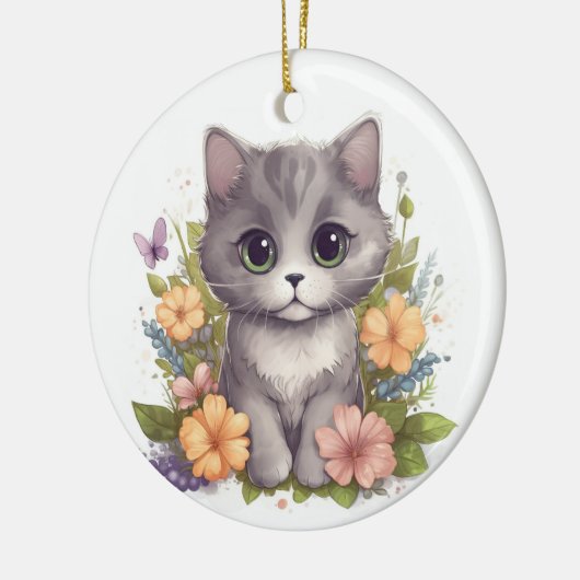 Cute Gray Kitten Keramisch Ornament (Links)