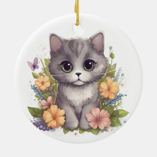 Cute Gray Kitten Keramisch Ornament (Achterkant)