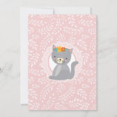 Cute Gray Kitten Pink Girls Birthday Uitnodiging (Achterkant)