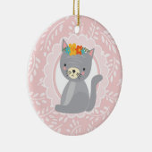 Cute Gray Kitten Pink White Cat Keramisch Ornament (Rechts)