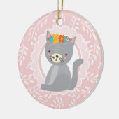 Cute Gray Kitten Pink White Cat Keramisch Ornament (Links)