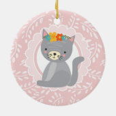 Cute Gray Kitten Pink White Cat Keramisch Ornament (Achterkant)