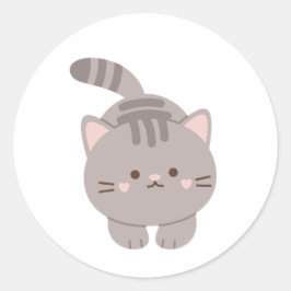 Cute Gray Kitten Ronde Sticker