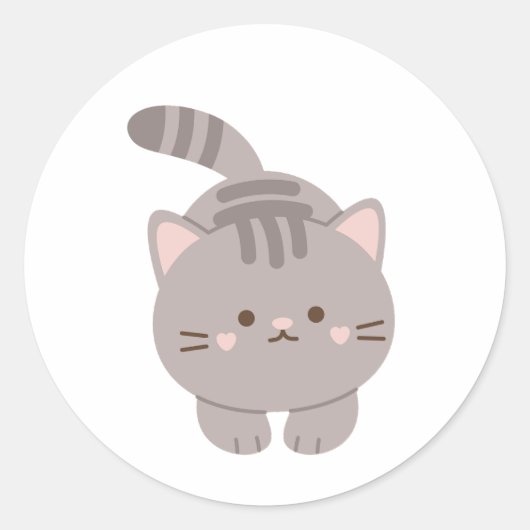 Cute Gray Kitten Ronde Sticker (Voorkant)