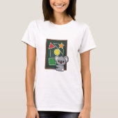 Cute Gray Koala Drawing Geometric Shapes on School T-shirt (Voorkant)