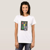 Cute Gray Koala Drawing Geometric Shapes on School T-shirt (Voorkant volledig)