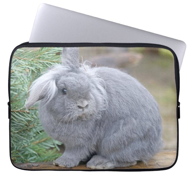 Cute gray konijn laptop sleeve (Voorkant)