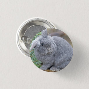 Cute gray konijn ronde button 3,2 cm