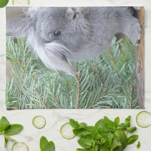 Cute gray konijn theedoek (Gevouwen)