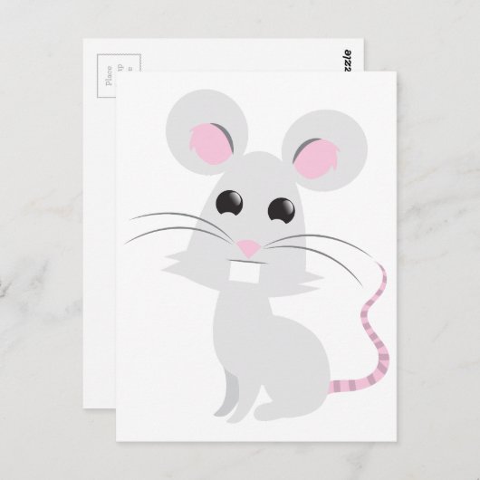 Cute Gray Mouse Briefkaart (Voorkant / Achterkant)