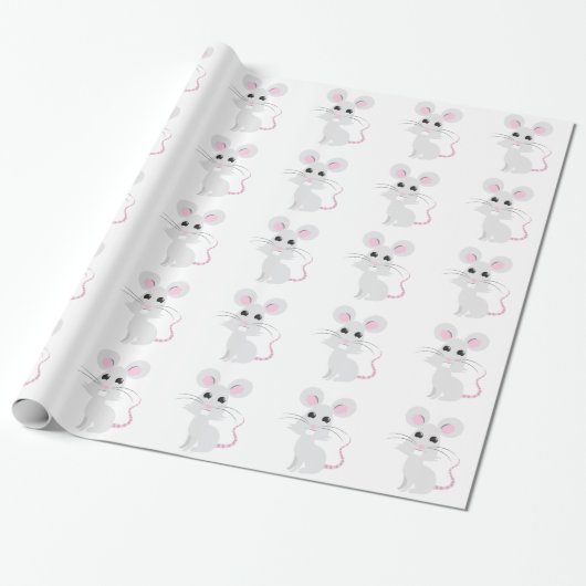 Cute Gray Mouse Cadeaupapier (Uitgerold)