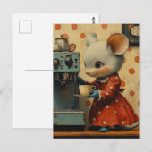Cute Gray Mouse Makes Coffee Briefkaart (Voorkant / Achterkant)