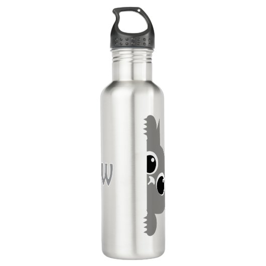 Cute Gray Peeking Cat Design Water Bottle Waterfles (Achterkant)