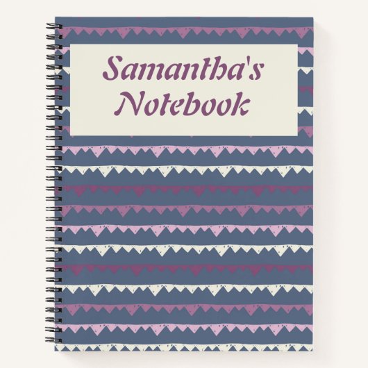 Cute Gray Personalized Artistic Striped Zig Zag Notitieboek (Voorkant)