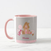 Cute Gray Pink Candy Cane Gingerbrood House Mok (Links)
