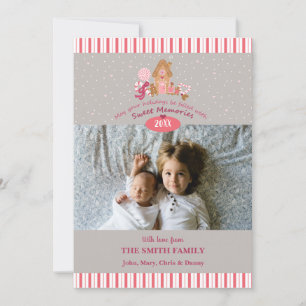 Cute Gray Pink Gingerbrood Candy Canards Photo Car Kaart