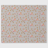 Cute Gray Pink Gingerbrood Candy Cane Wrapping Pap Cadeaupapier (Vlak)
