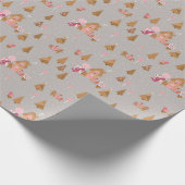 Cute Gray Pink Gingerbrood Candy Cane Wrapping Pap Cadeaupapier (Hoek)
