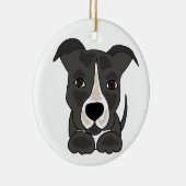 Cute Gray Pitbull Puppy Dog Keramisch Ornament (Rechts)