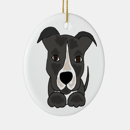 Cute Gray Pitbull Puppy Dog Keramisch Ornament (Rechts)