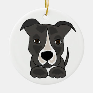 Cute Gray Pitbull Puppy Dog Keramisch Ornament