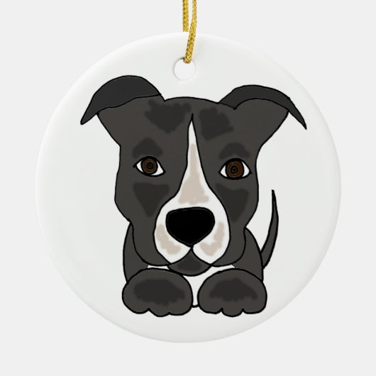 Cute Gray Pitbull Puppy Dog Keramisch Ornament (Voorkant)